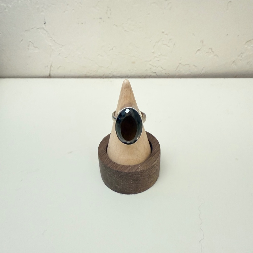 Large Oval Sterling Silver Smokey Quartz Ring, Size 7.5 – Marked 925